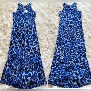 NWT Calvin Klein Marine/Navy Wave Print Silk Maxi Dress